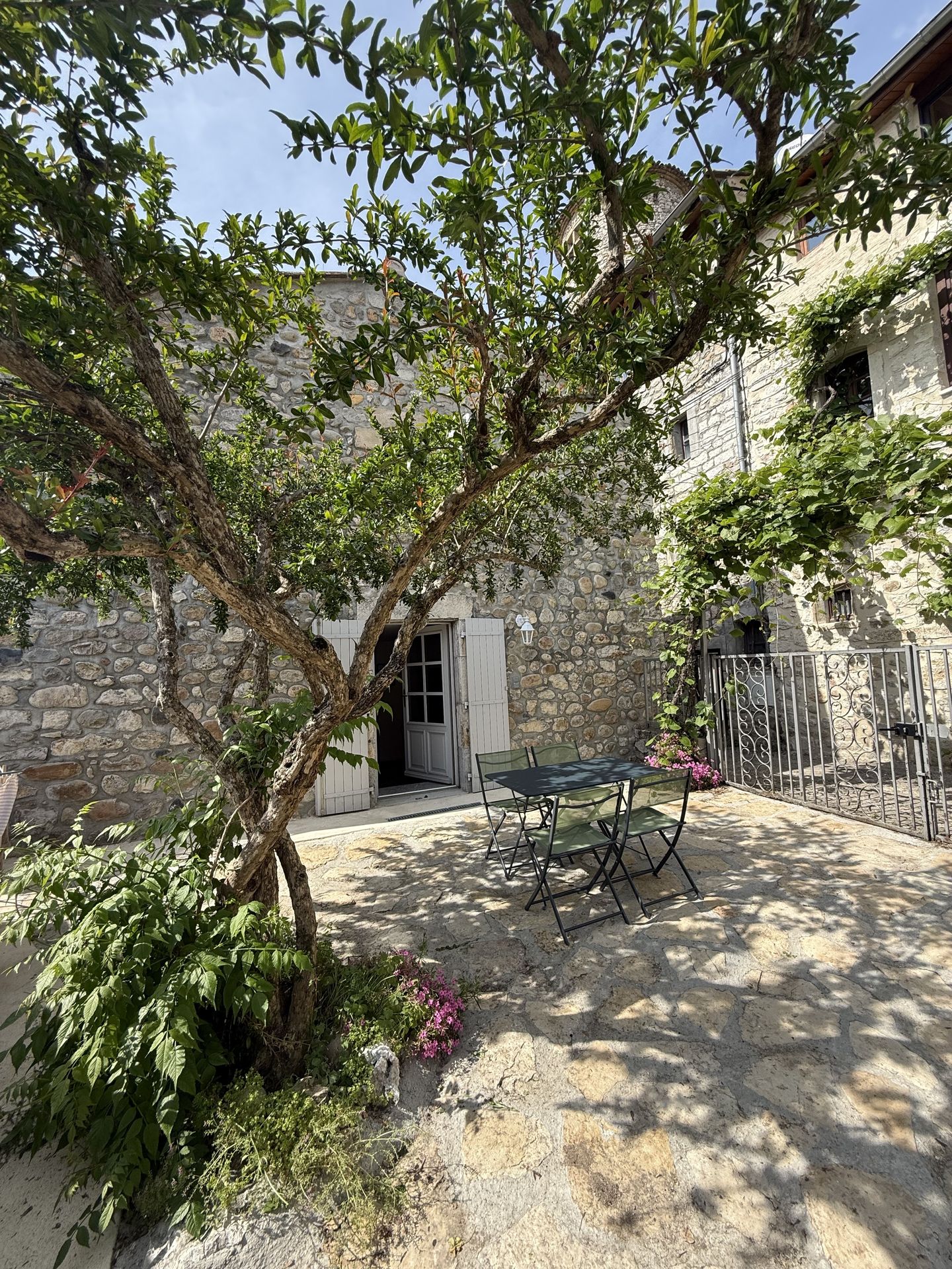 Terrasse Jardin des Estugnes avec grenadier